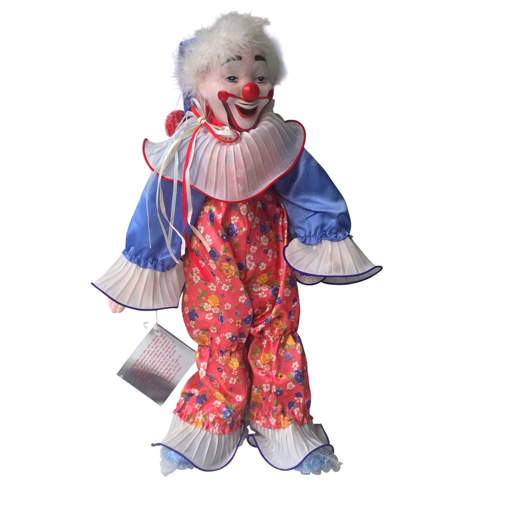 Vintage 1989 Heritage Mint 16" Clown "Hilarious Harry" "Happiness & Love"& Stand